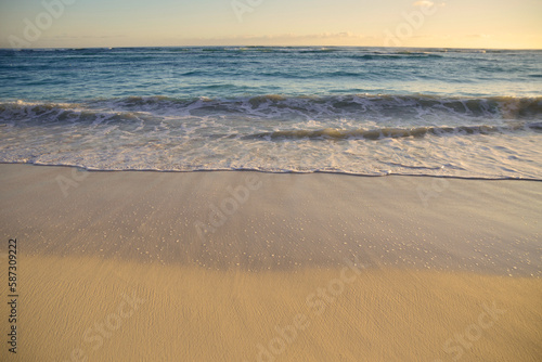 Beautiful  wet beach sand and sand ripples as the ocean recedes in the Dominican Republic