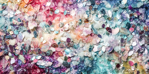 Glittering sequins adorn a pastel wall, creating a stunning display of shimmering light - generative ai.