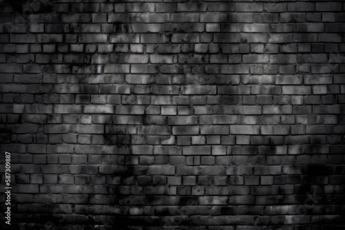 Horror black brick wall grey gunge texture background