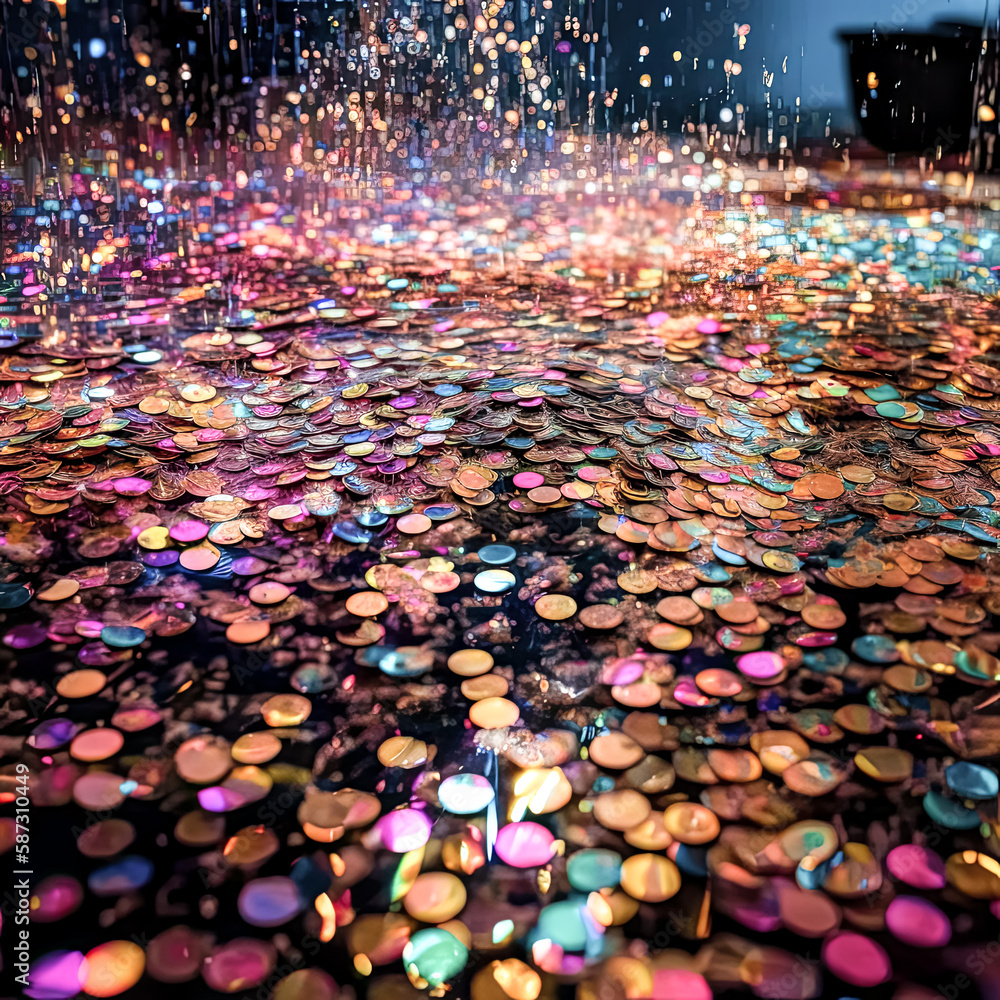 A Glittering explosion of sparkly sequins adorns the walls, creating an eye-catching and mesmerizing display. - generative ai