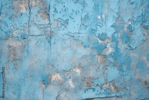 Blue cement concrete texture, grunge rough paint fancy background, retro vintage backdrop studio design © Kateryna