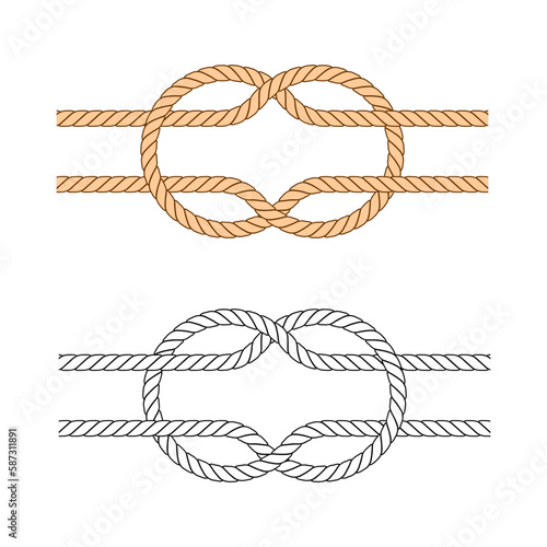 Reef Square Hercules Knot Simple Binding Rope Vector Illustration
 photo