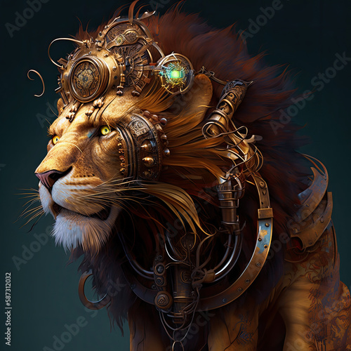 The Mechanical Menagerie: Steampunk Animals and Instruments AI Generated 