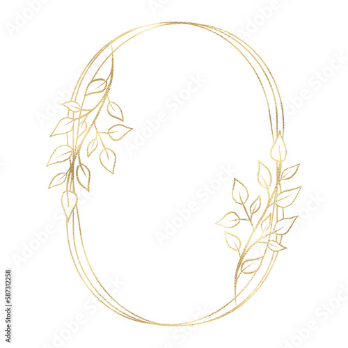 Floral gold frame illustration © CholladaArt