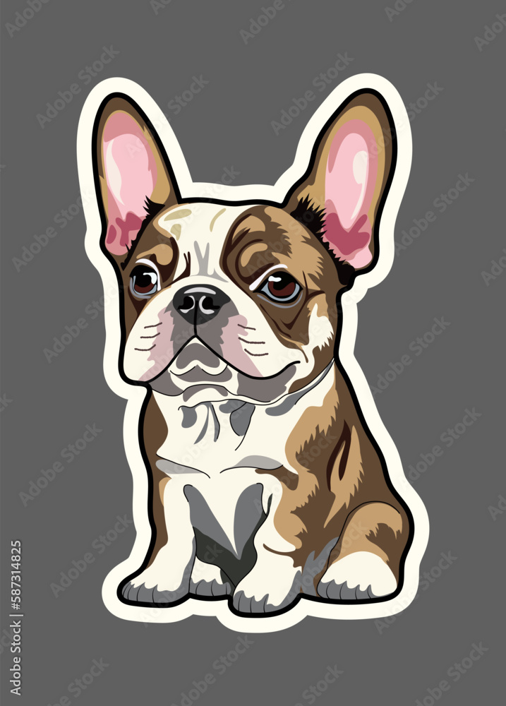 French Bulldog Puppy, sticker. Vector graphics
