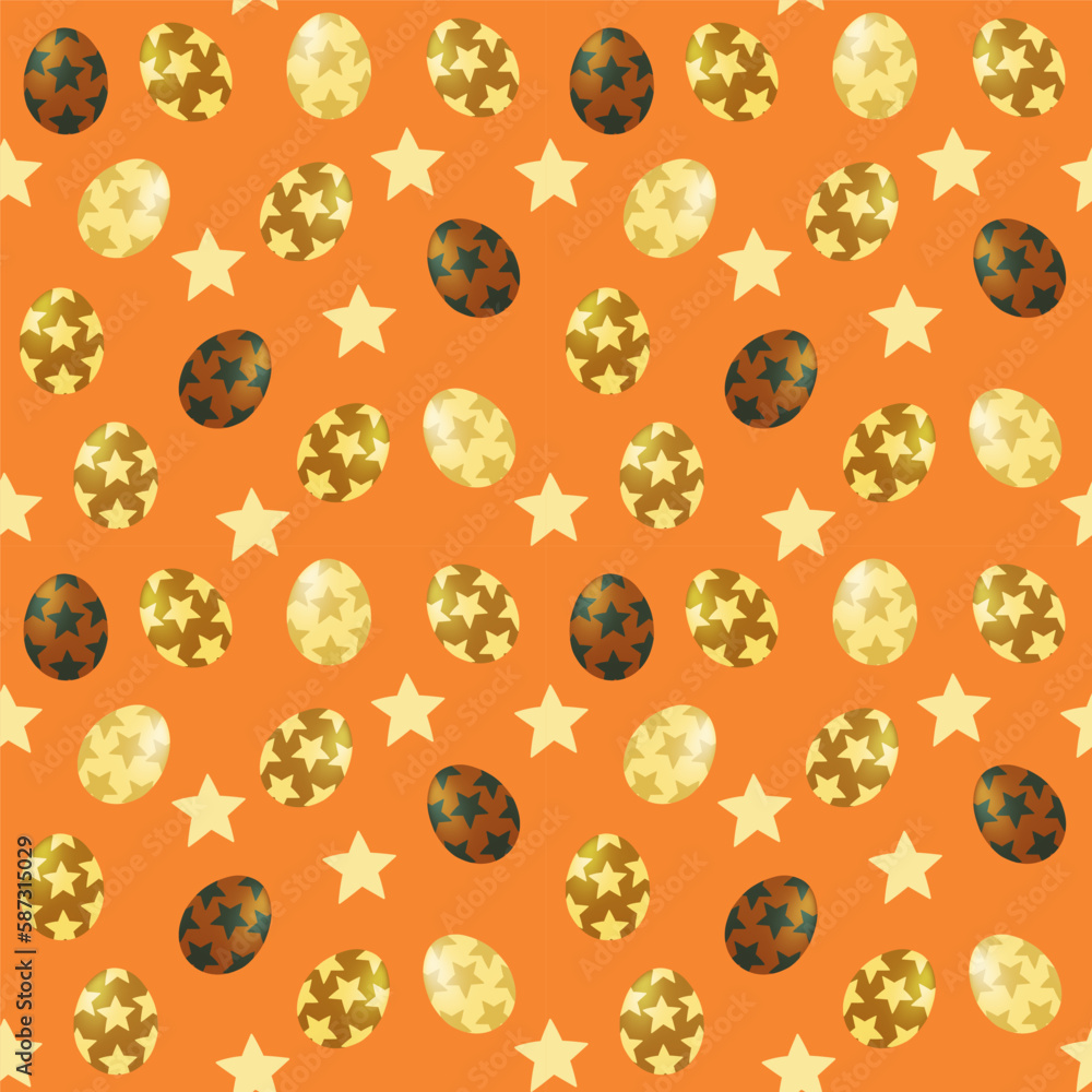 A set of seamless backgrounds with Easter eggs with a pattern and stars, vector graphics 1000x1000 pixels. A set of seamless backgrounds with Easter eggs with a pattern and stars, vector graphics 1000x1000 pixels.