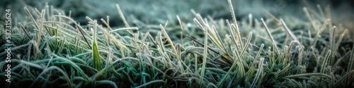 Frozen Beautiful Grass Texture Background. Generative AI © Ян Заболотний