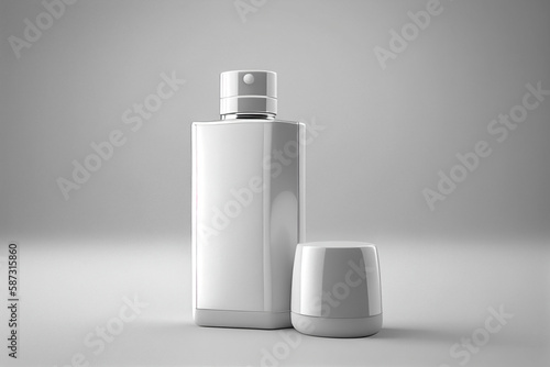 Empty bottle mockup for skin care cosmetics. AI generated. Container for balm cream or shampoo.