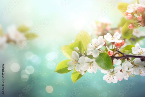 Spring background. Blooming apple tree. AI generative. © Iaroslav