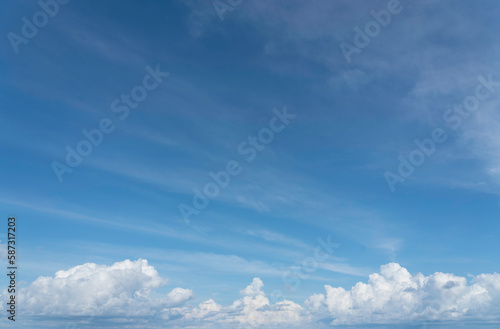 Daytime blue background sky of the Gulf of Thailand sea off the coast. 