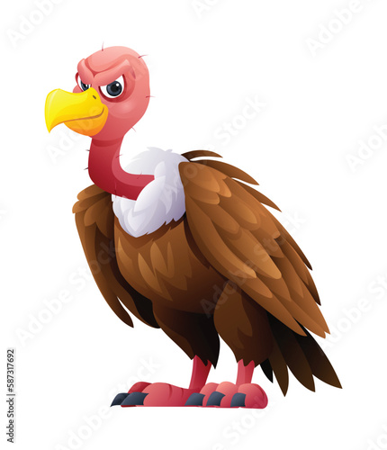 Cute vulture bird cartoon illustration isolated on white background
