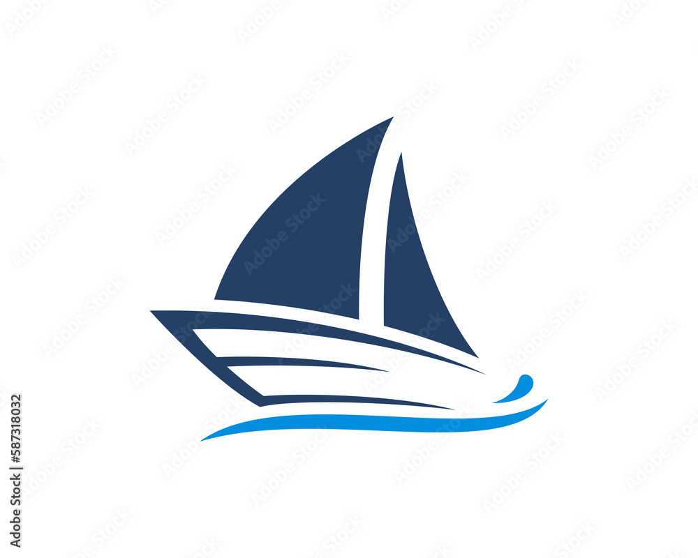 Fototapeta premium Sailing boat on the sea wave logo