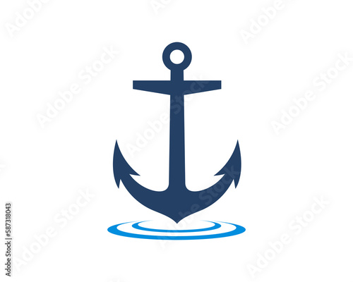 Anchor on the water puddle vector logo