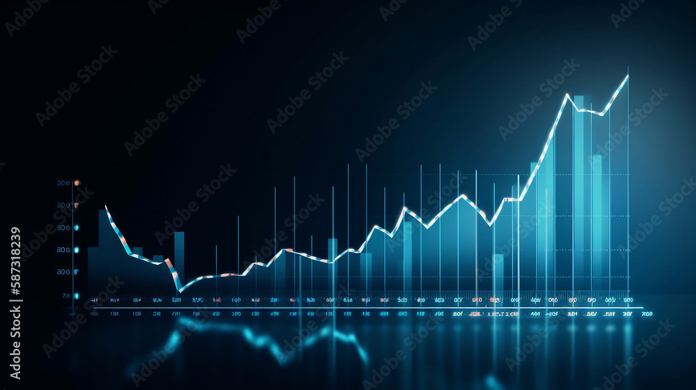 Blue money business graph finance chart diagram on econ. Generative AI. Blue money business graph finance chart diagram on econ. Generative AI.