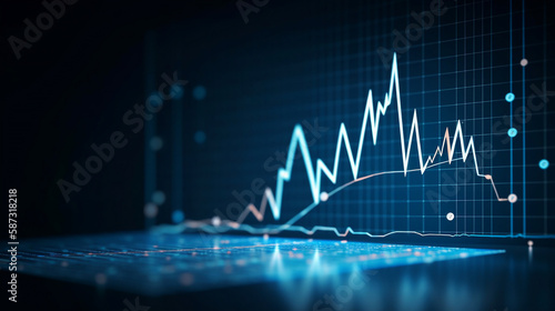 Blue money business graph finance chart diagram on econ. Generative AI.