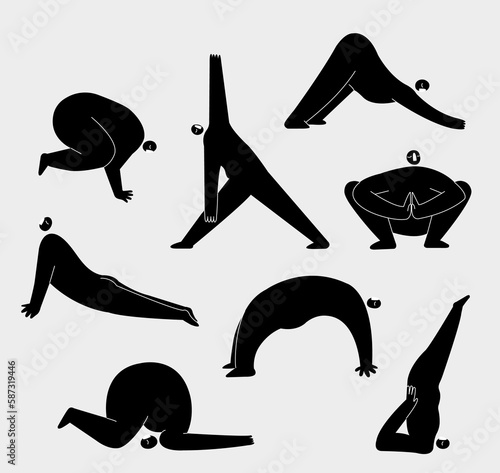 Yoga poses cartoon illustrations