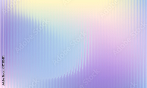 Colorful holographic gradient background with ribbed effect. Trendy pearlescent rainbow prism effect. Refraction of corrugated ribbed glass.