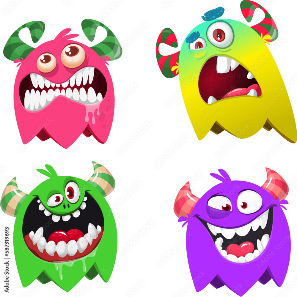 Cartoon Monsters. Vector set of cartoon monsters isolated.