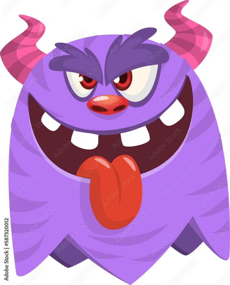 Funny cartoon monster showing tongue. Vector monster illustration