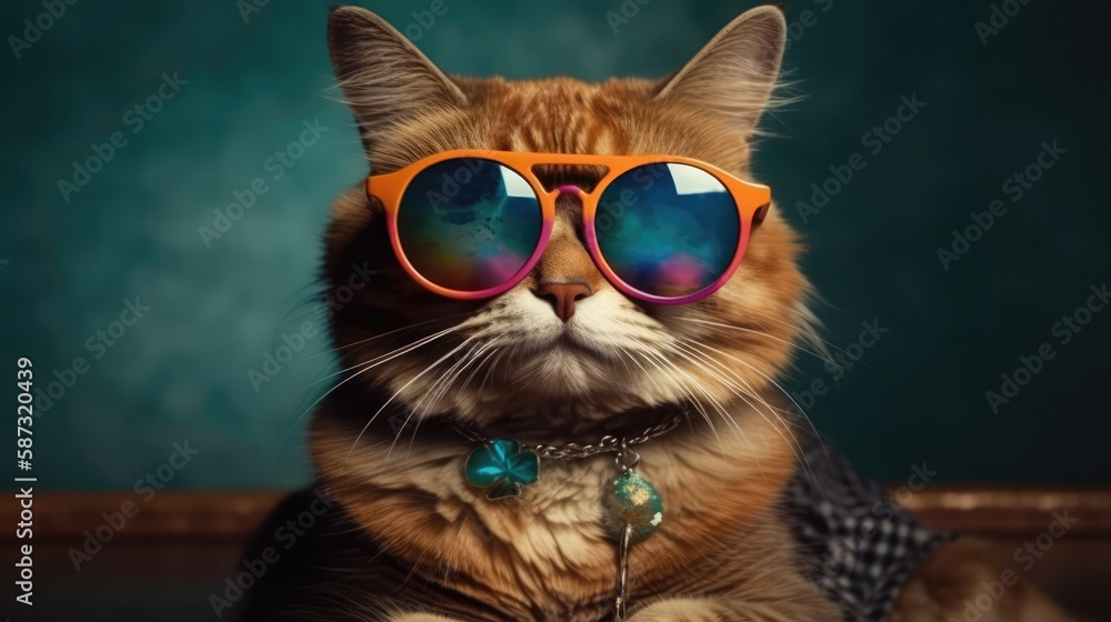 A Cat With Sunglasses Going To a Psychic Reading. Generative AI