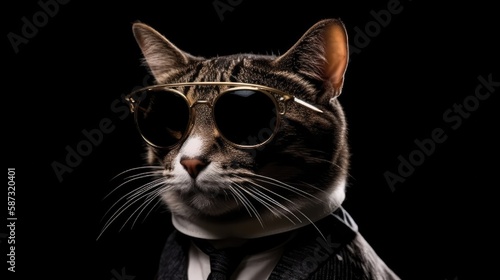 A Cat in a Suit and Glasses. Generative AI
