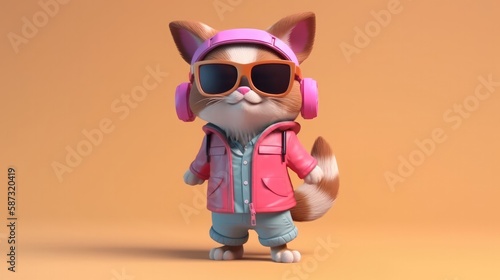A Cat With Sunglasses Going To a Virtual Gaming Center. Generative AI © Ян Заболотний