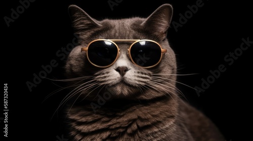 A Cat With Sunglasses Participating In a Ghost Tour. Generative AI