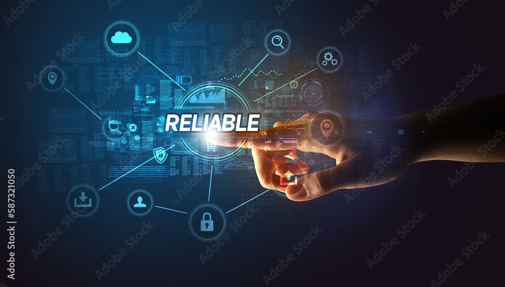 Hand touching cybersecurity button concept Hand touching cybersecurity button concept