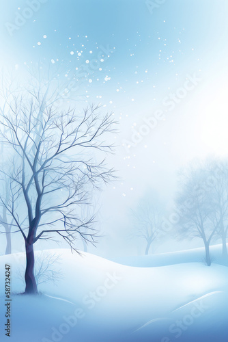 Winter background. Forest and snowfall. Vertical background. AI generative. © Iaroslav