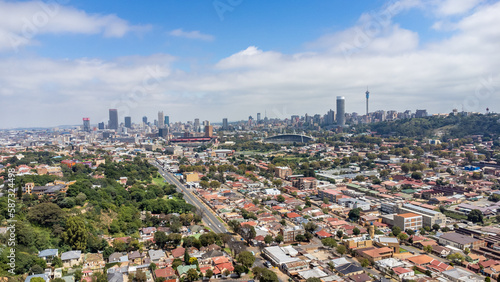 aerial view of johannesburg city skyline, south africa