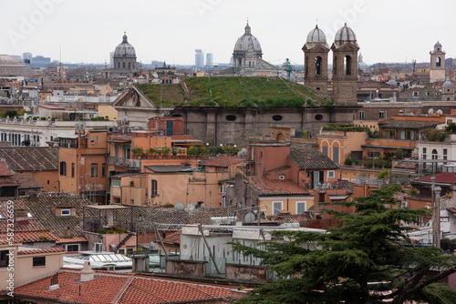 Panorama of the old city of Rome. Selective focus