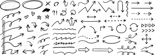 Obraz na płótnie 手書きの色々な矢印セット　黒