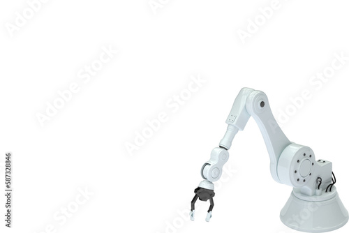 Robotic hand with claw against white screen 