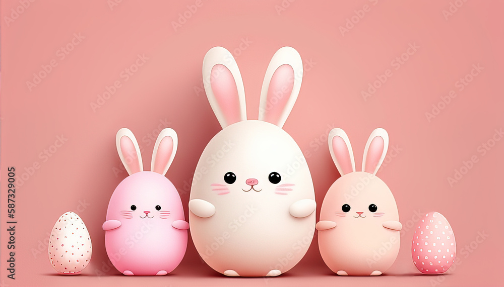Obraz premium Easter bunny and bunny on a pink background