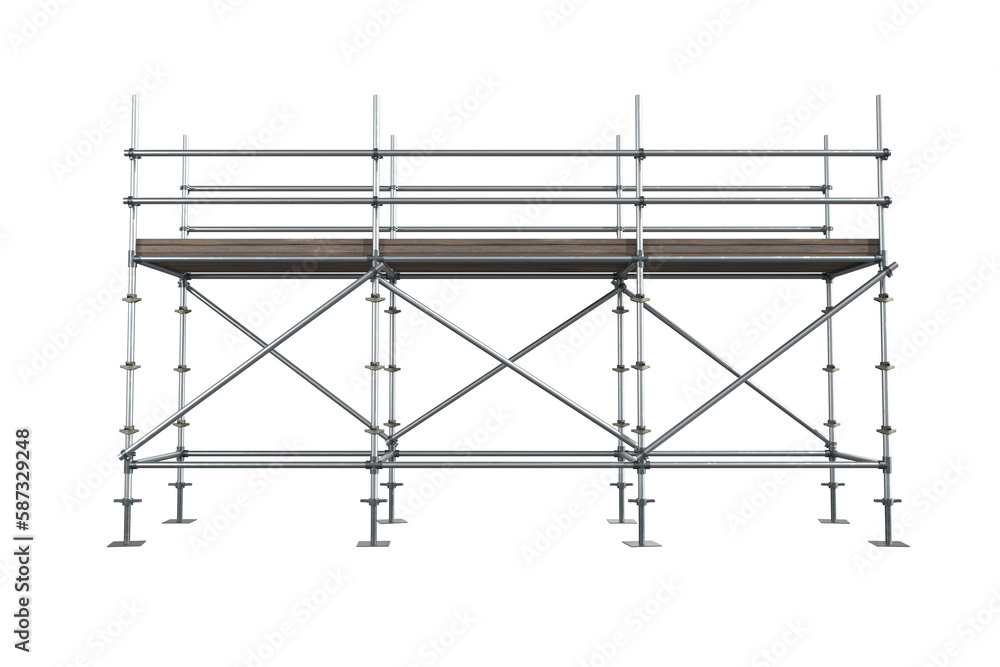 3d image of gray scaffolding with cross shapes - obrazy, fototapety, plakaty 