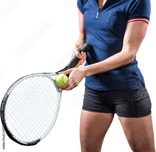 Tennis player holding a racquet ready to serve  © vectorfusionart