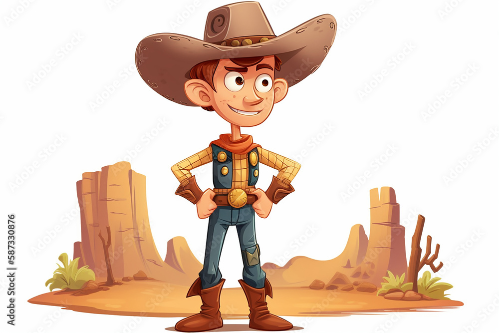 Cartoon Cowboy. Generative AI. Illustration of a cowboy in a cartoon