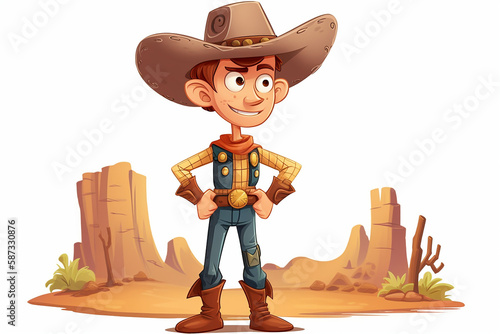 Cartoon Cowboy. Generative AI. Illustration of a cowboy in a cartoon style.