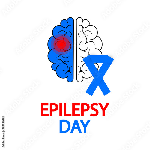 Epilepsy Day focus in the brain, vector art illustration.