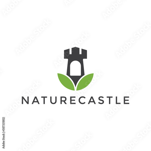 illustration vector graphic nature castle leaf logo design