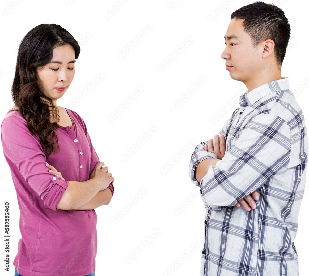 Upset couple standing with arms crossed Upset couple standing with arms crossed