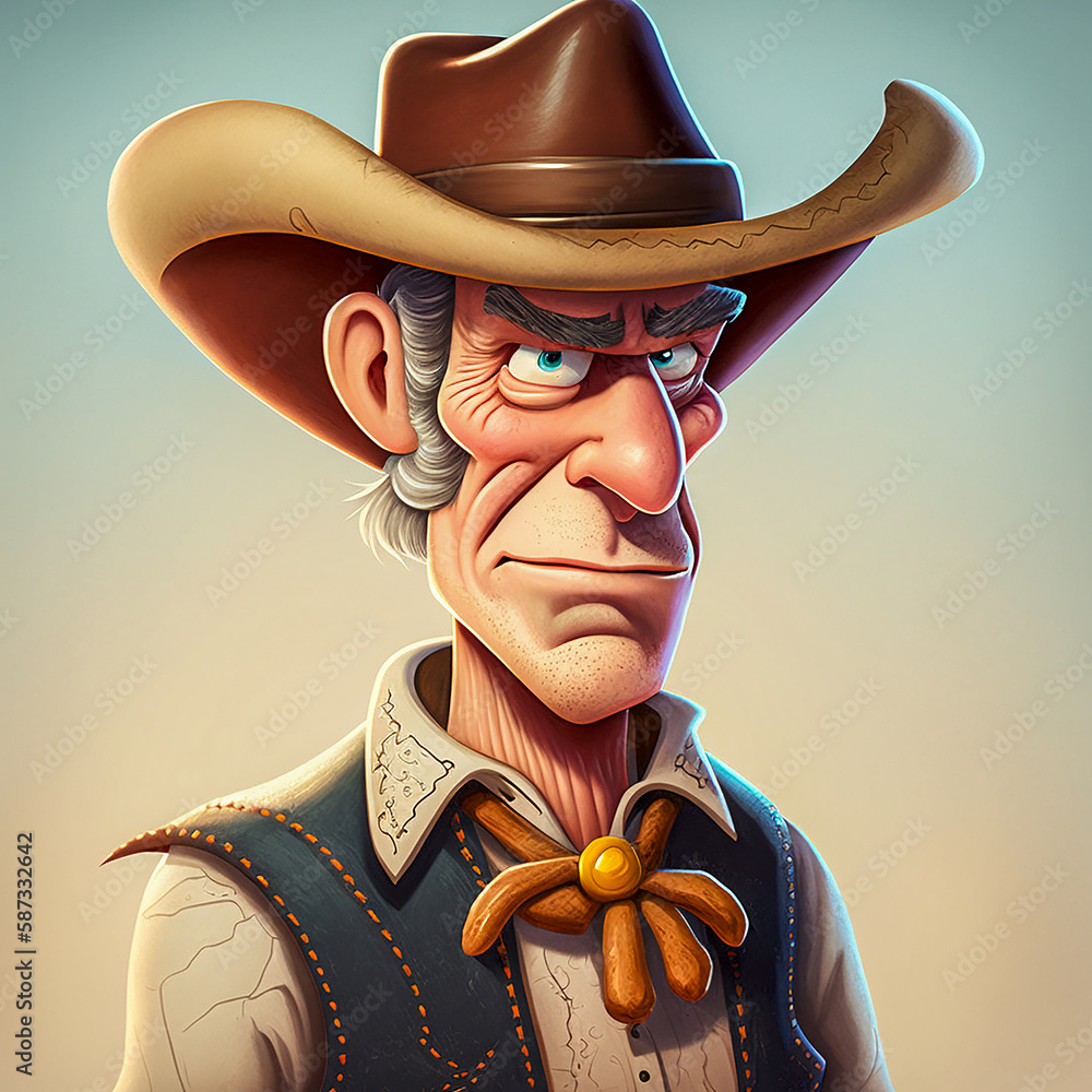 Cartoon Cowboy. Generative AI. Illustration of a cowboy in a cartoon ...