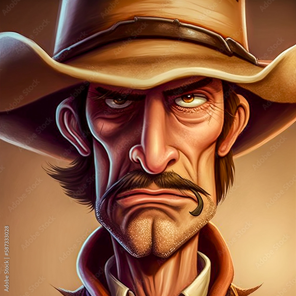 Cartoon Cowboy. Generative AI. Illustration of a cowboy in a cartoon ...