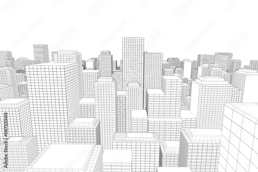 Digitally generated image of cityscape