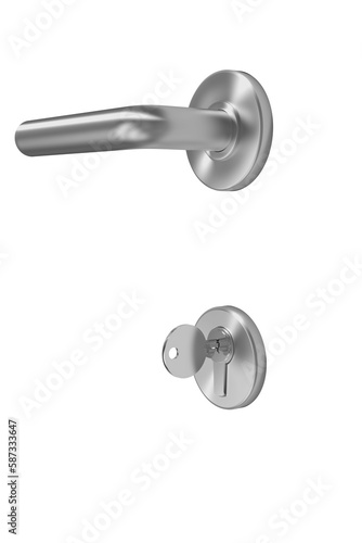 Metal doorknob and lock with key