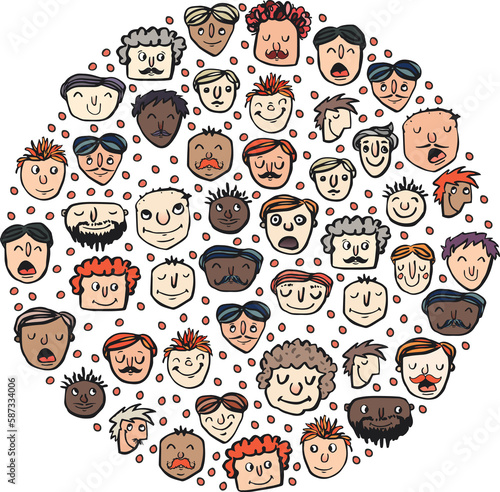 Digital composite image of multiethnic people arranged in circle