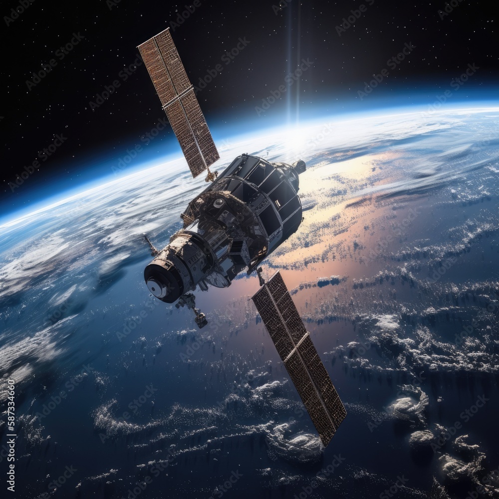 Obraz premium Advanced Orbital Satellite in Earth's Atmosphere