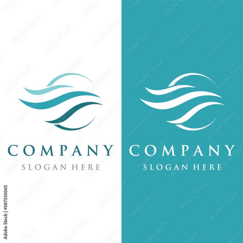 Fototapeta premium Logo design template wave element creative wind or air.Logo for business, web, air conditioner.