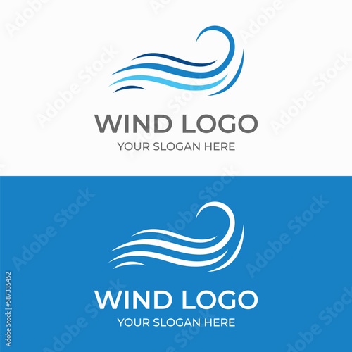 Logo design template wave element creative wind or air.Logo for business, web, air conditioner.