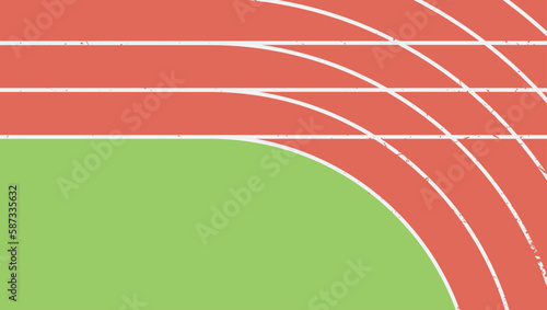 Running track, top view of sport stadium. Vector illustration.